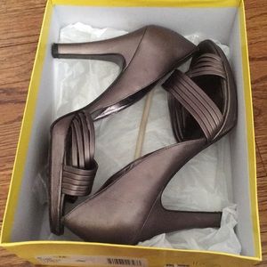 Joan and David Dressy Heels in Pewter